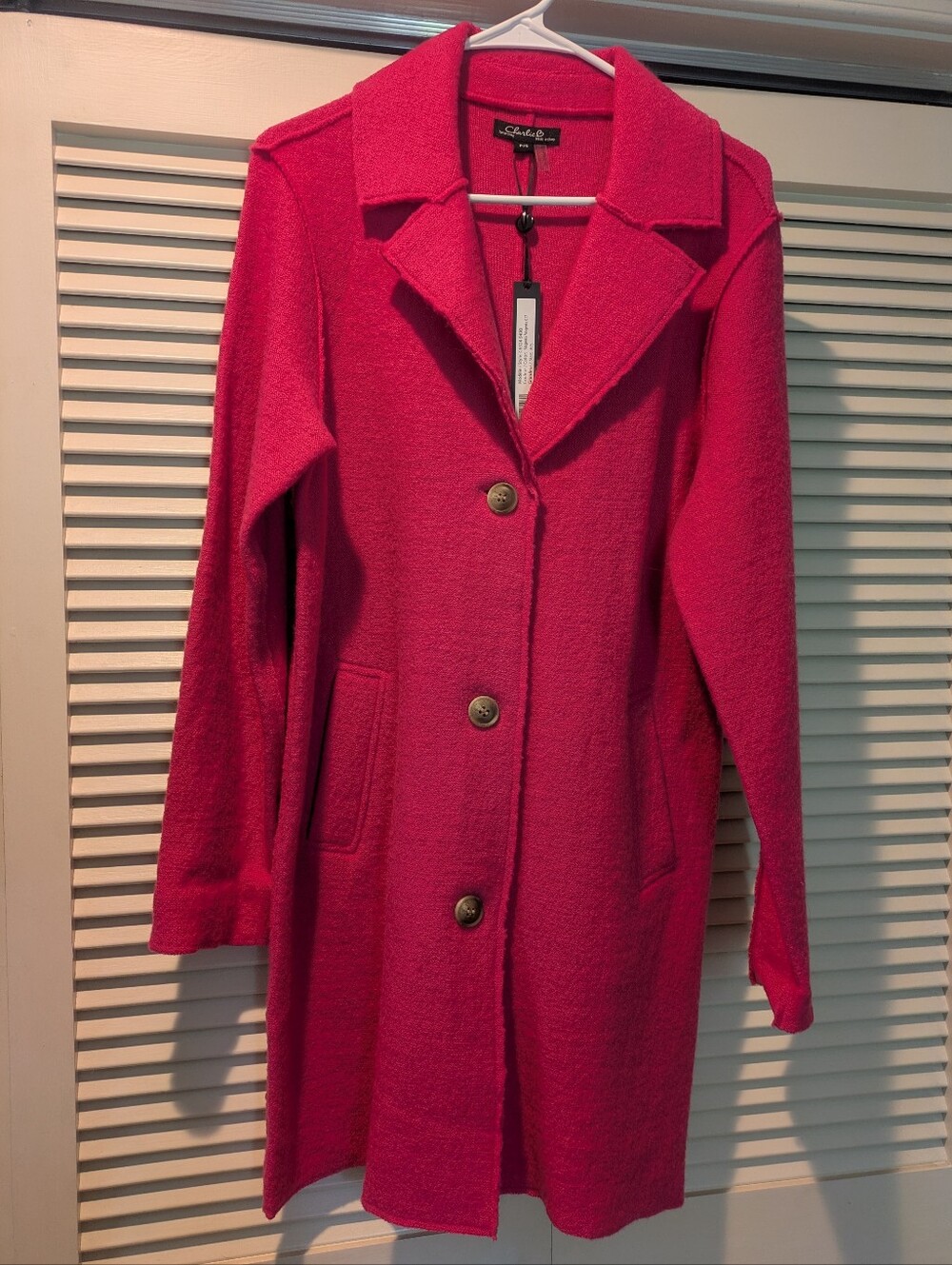 Magenta Pink Wool Long Sweater Coat NWT